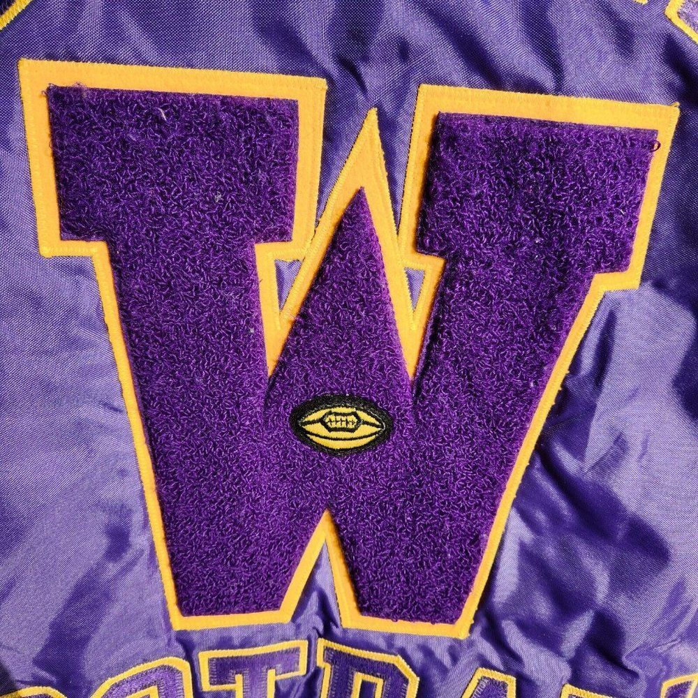 DeLong Westfield Football Varsity Letterman Pullover Jacket Vikings 4XL Long USA - Picture 8 of 10